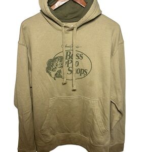Bass Pro Shops Tan Hoodie with Green Logo Kangaroo Pocket L